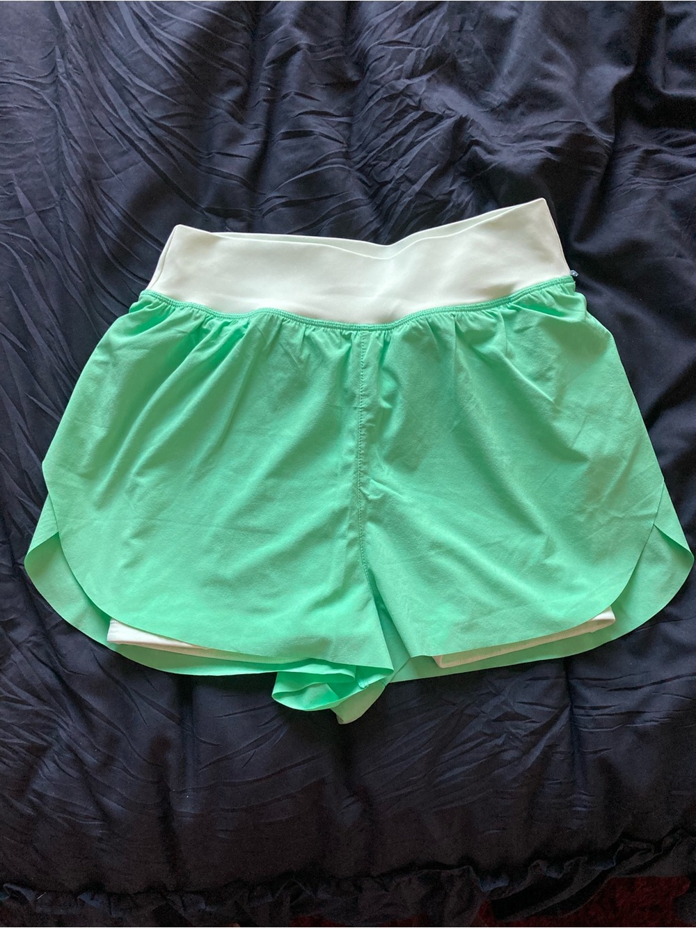 Athleta Mint Green crossover run Athletic Shorts with Wide Waistband